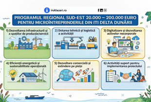 Până la 200.000 euro pentru microîntreprinderile din ITI Delta Dunării