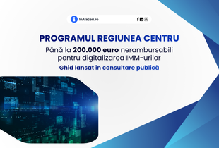 Până la 200.000 euro nerambursabili pentru digitalizarea IMM-urilor prin Programul Regiunea Centru