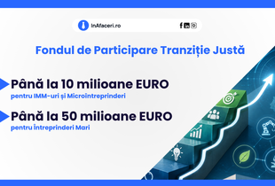 Până la 10 milioane euro pentru IMM-uri și până la 50 milioane euro pentru întreprinderi mari, prin Fondul de Participare Tranziție Justă – STEP